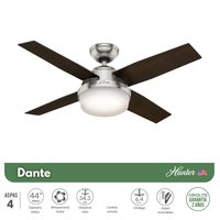 PACK X2 VENTILADOR DE TECHO HUNTER DANTE NIQUEL 44