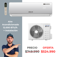 AIRE ACONDICIONADO SPLIT  MURO AIROLITE AASMI 12ATI INV R32 + INSTALACIÓN BÁSICA