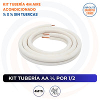 KIT TUBERÍA 4M AA 1/4 X 1/2 SIN TUERCAS