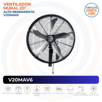 VENTILADOR MURAL ALTO RENDIMIENTO PIOLA 20 V20MAV6 AIROLITE