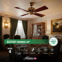 VENTILADOR TECHO HUNTER BAYPORT BRONCE